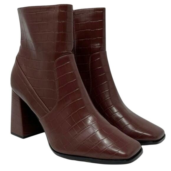 LISA VICKY Craze Brown Faux Crocodile Heeled Boots Size 11 New in Box MSRP $129 - Picture 2 of 9